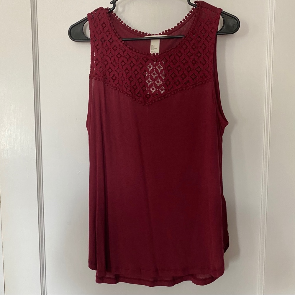 H&M Garnet Tank with Lace Detail